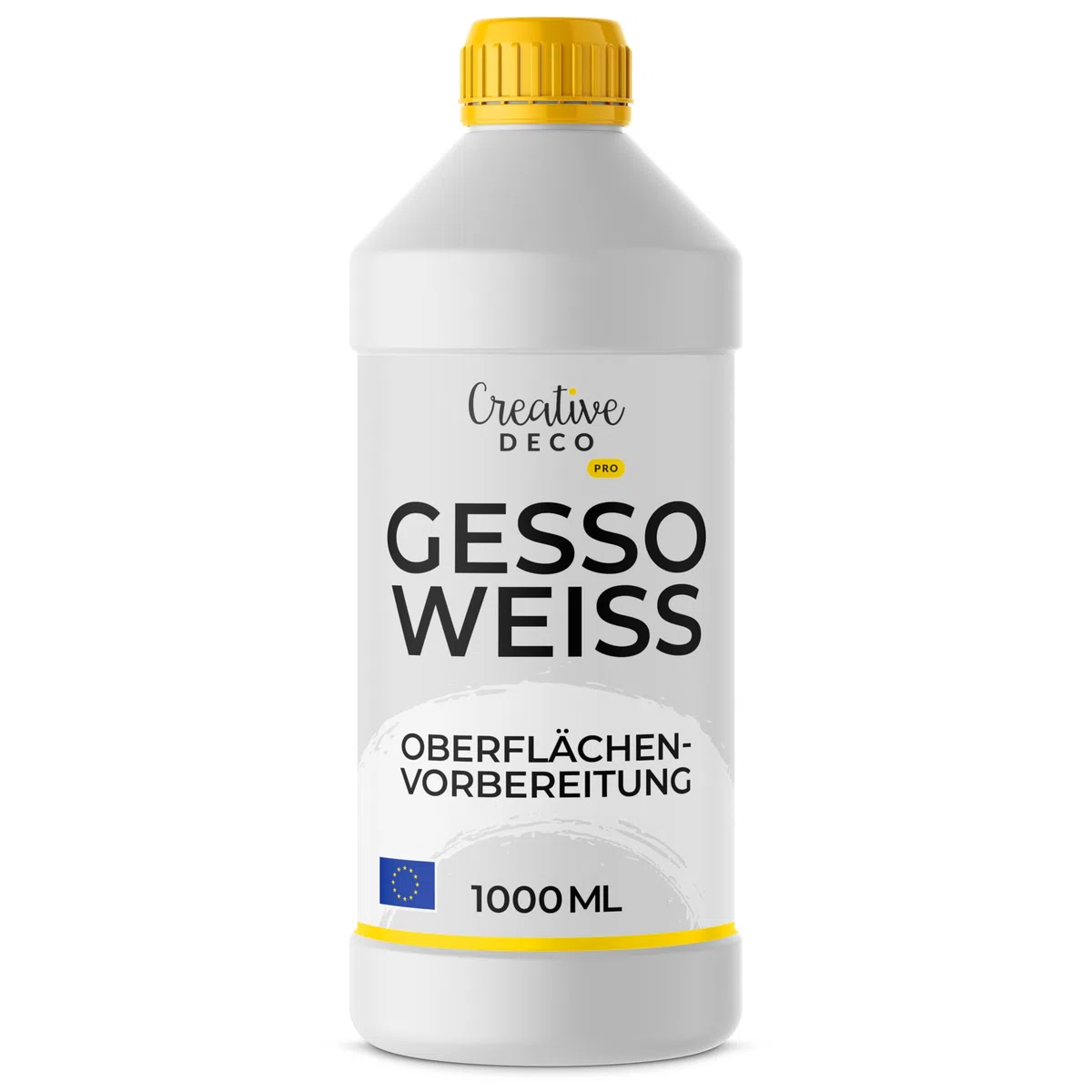Creative Deco Professionell Weiße Gesso | 1L | Farbzusätze für Acrylmalerei Acryl-Farben Grundierung für Malerei | Ideal Primer für Öl-Farben, Pouring, Decoupage, Finnabair, Malfarbe | Grundfarbe-n