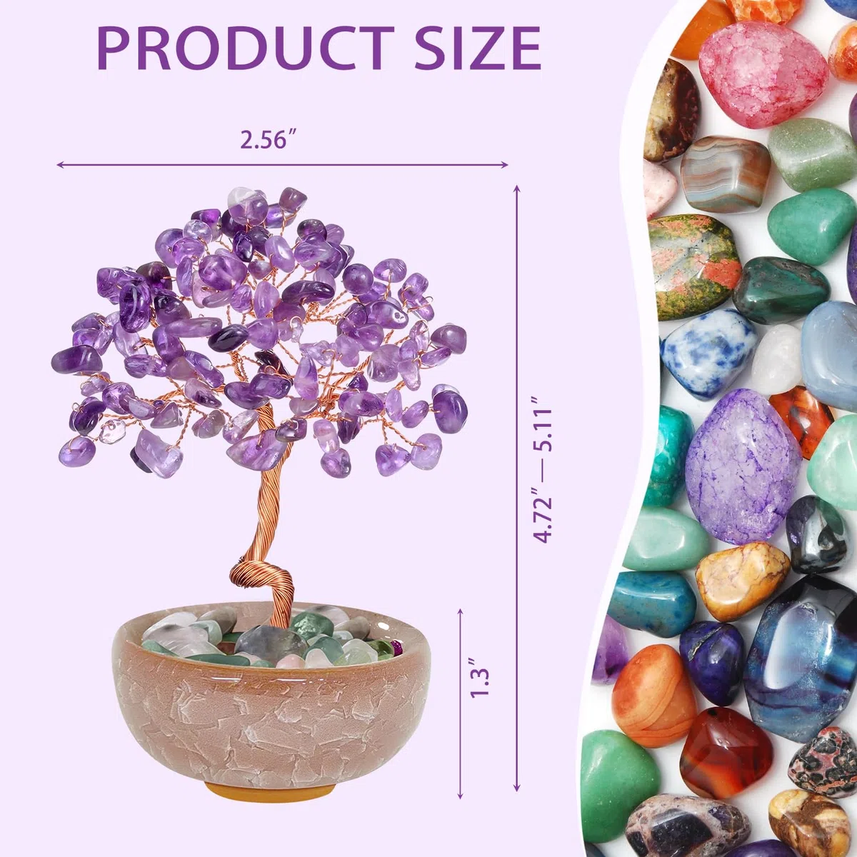 Amethyst Kristallbaum des Lebens - Handgemachter Rosenquarz Edelstein-Dekobaum für Raumdekoration, Beruhigendes Zen-Geschenk für Frauen