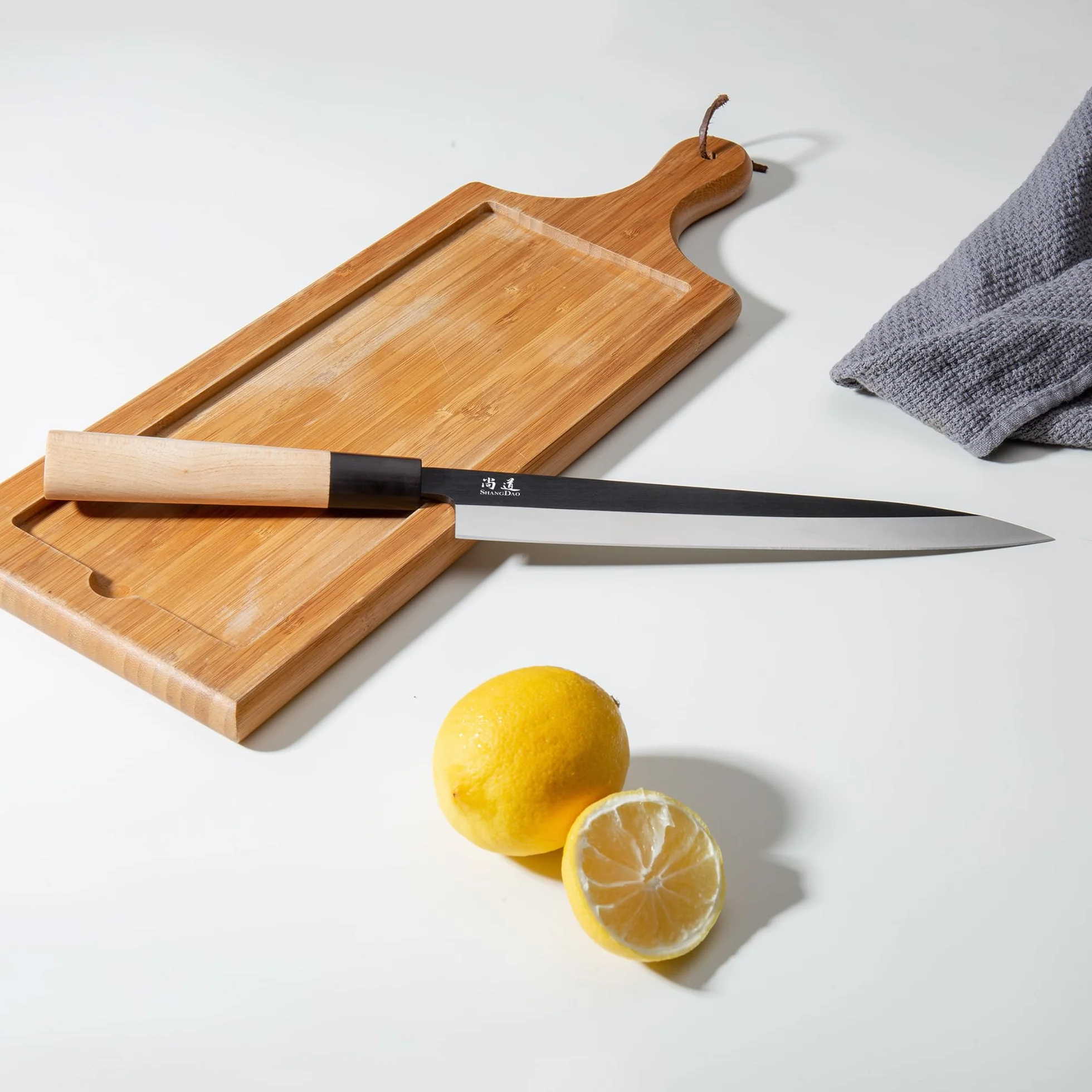 SHANGDAO Sashimi-Sushi-Messer 25 cm – Fleischschneidemesser und Yanagiba-Messer, Fischfiletieren und -schneiden – deutscher Stahl und traditioneller Holzgriff, Geschenkbox