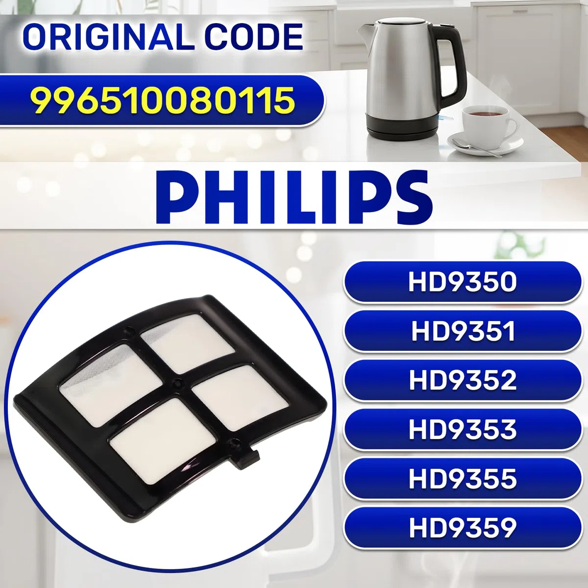Filter zum Entkalken des Wasserkocher mit dem Originalcode 996510080115 für Philips HD9350 HD9351 HD9352 HD9353 HD9355 HD9359 - MONTERAL