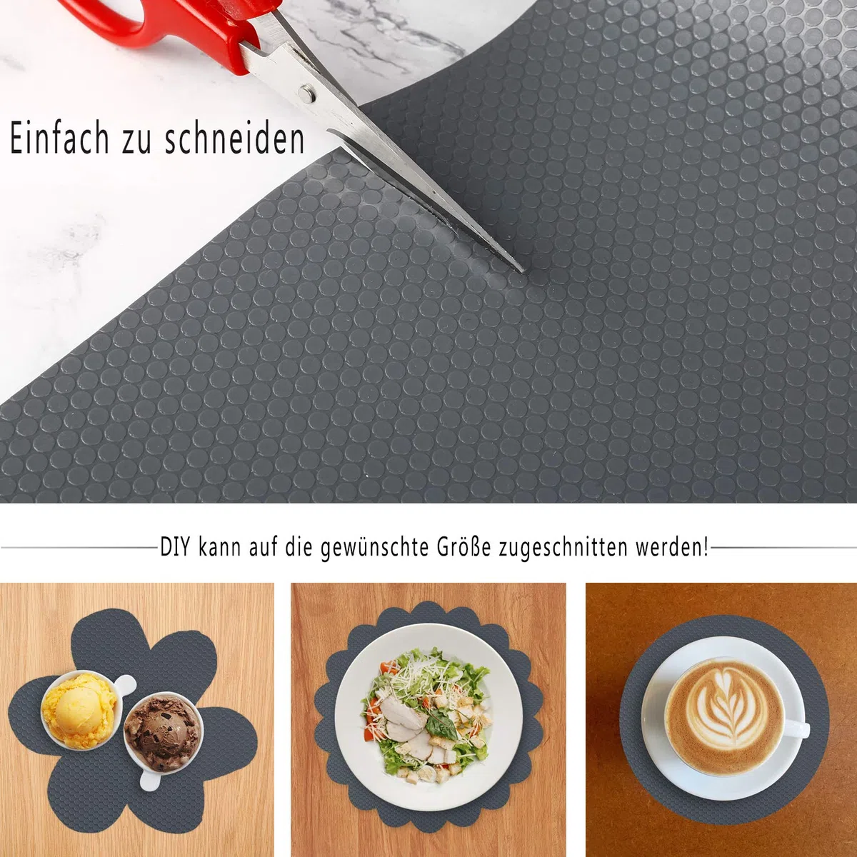 Shelf Liner Küchenschubladenmatten, nicht klebende EVA-Material-Kühlschrankauskleidungen mit wasserdichtem, haltbarem Kühlschranktisch Tischsets für Schrank, Schubladenauskleidung (Grau, 30cmx150cm)