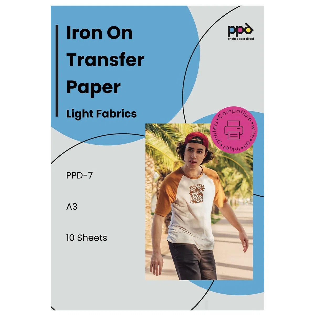 PPD 10 x A3 Inkjet Premium Transferpapier für helles Textil, Bügeleisen und Transferpresse PPD-7-10