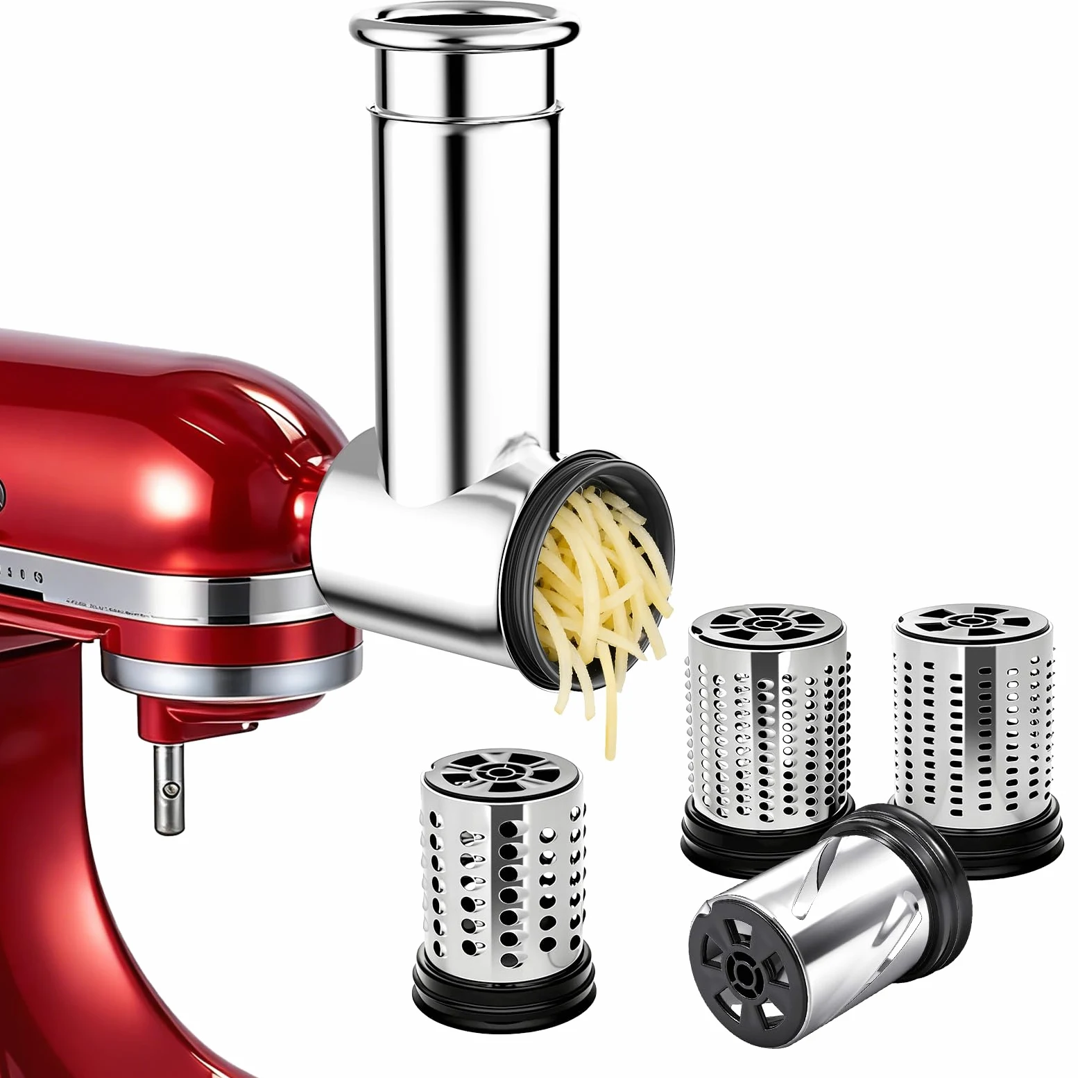 Slicer Shredder Aufsatz für Kitchenaid Standmixer | Edelstahl, Gemüseschredder, Käsereibe, Salatmacher, Chopper Mahlpulver Zubehör für Küchenhelfer
