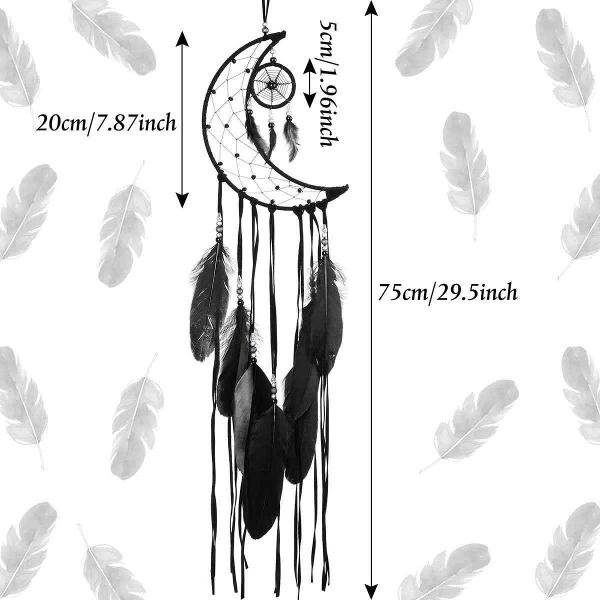 Jetec 3 Stück Traumfänger Mond Sonnen Stern Design Gross Traumfänger Handgefertigt Dream Catchers für Wand Kunst Hängend Deko für Schlafzimmer Drinnen Intdoor Outdoor(Schwarz)