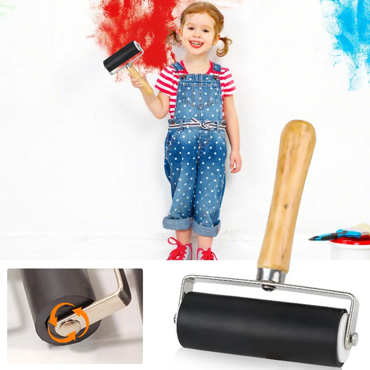 6 Stück Druckfarbenroller, 3 Größen Gummiwalzen für Linol, Fliesen und Blockdruck, Bastelstempel, DIY-Kunstprojekte – Hochwertige Farbroller für den professionellen Einsatz