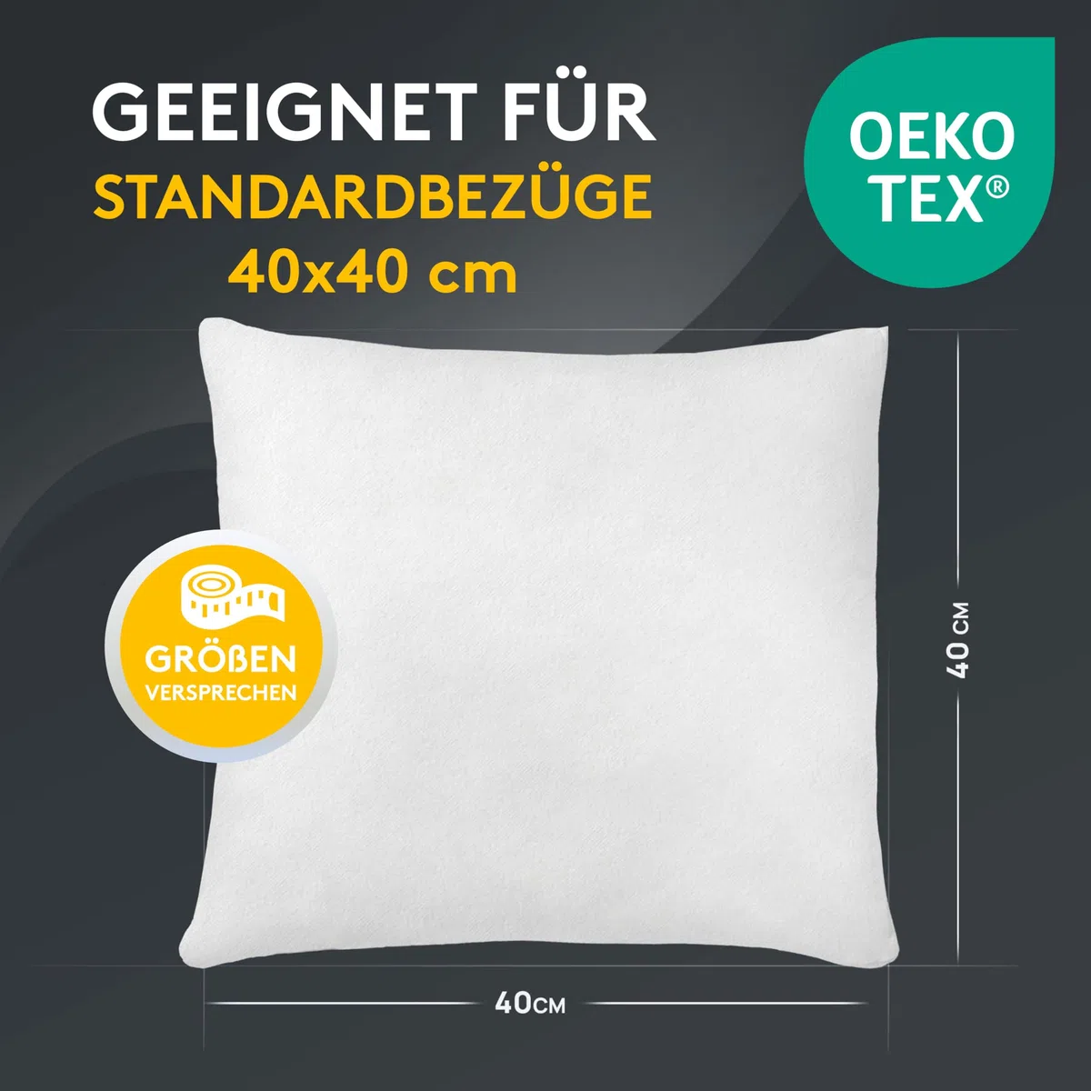 LILENO HOME Kissenfüllung 40x40 (4er Set) | Pralle Füllung für Couchkissen & Dekokissen 40x40 | Wolkenweiches Sofa Pillow & Schlafkissen Made in Germany | Kissen Set mit Oeko-Tex