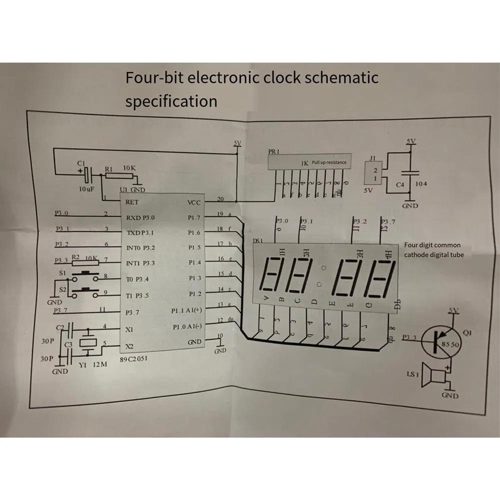 4-Stelliges Digitales Elektronisches Uhrenset, Mikrocontroller-Digitaluhr, 4-Stelliges Digitales Uhrenset, Elektronisches DIY-Set