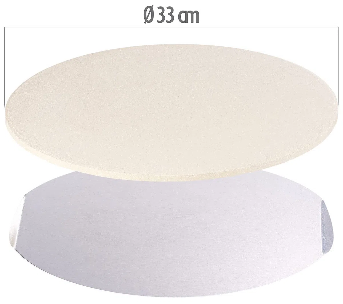 Backofen-Pizzastein: Runder Pizzastein mit Aluminium-Servierblech, Ø 33 cm (für Grill, Backofen Schamotte Steine, Backen)