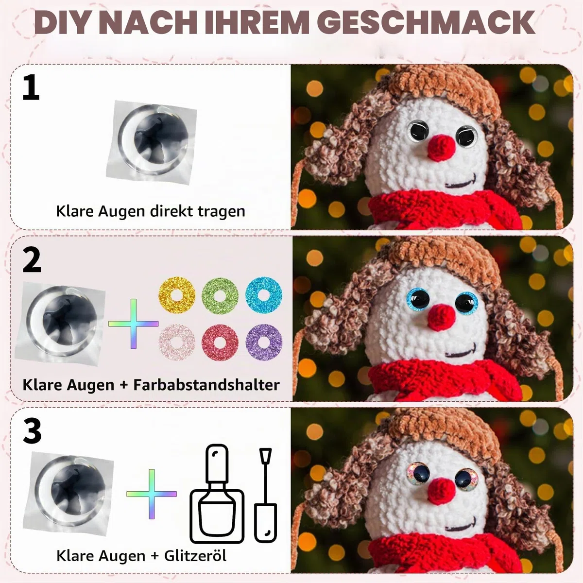 84 Stück 3D-Glitzer-Sicherheitsaugen, 16–35 mm, Mond-Sicherheitsaugen zum Häkeln, mit Unterlegscheiben, große Sicherheitsaugen für Amigurumi, Häkelaugen für Stofftiere, Puppenherstellung