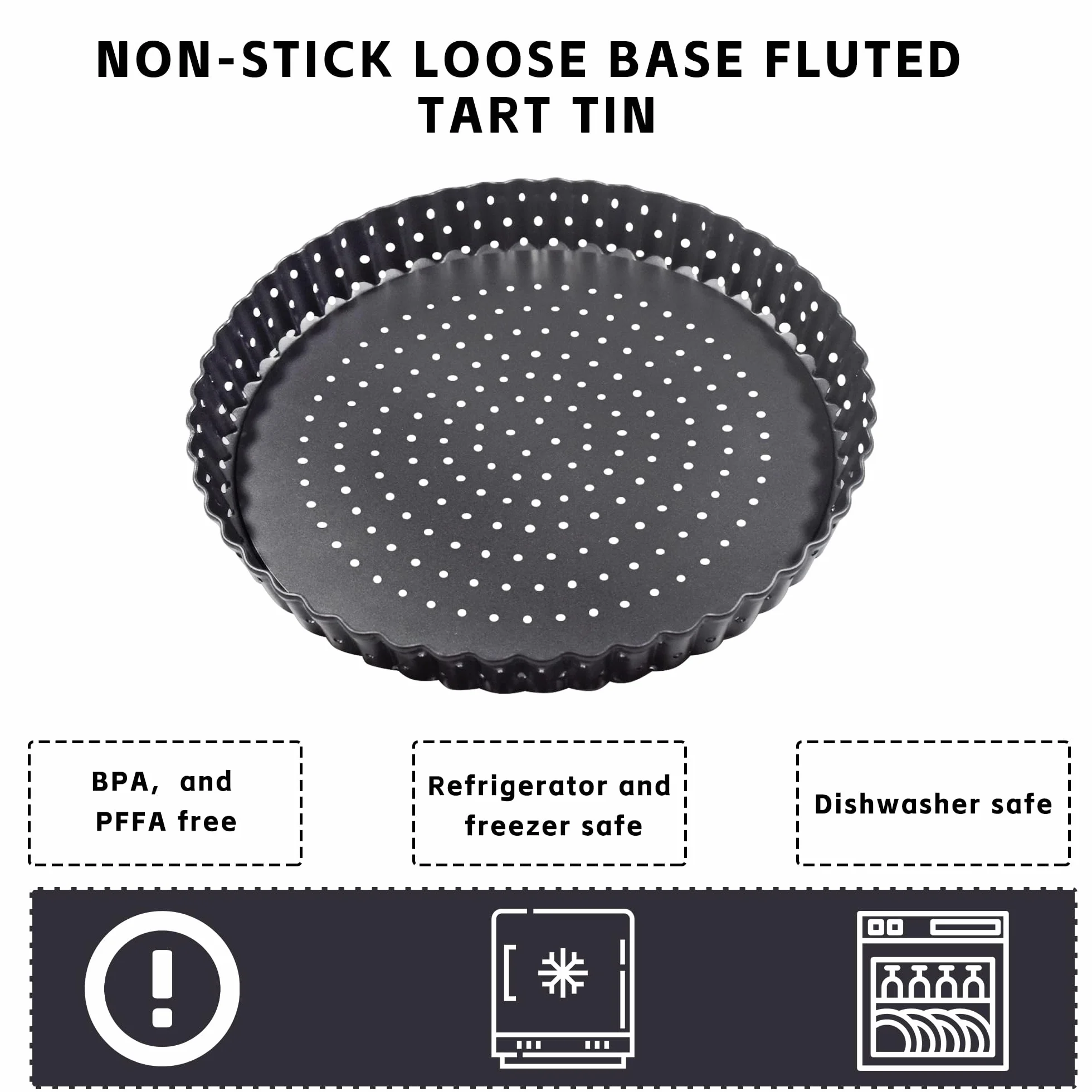 2 Stück Tarteform mit Hebeboden 30cm, Quicheform Antihaftbeschichtung Obstkuchenform Backform