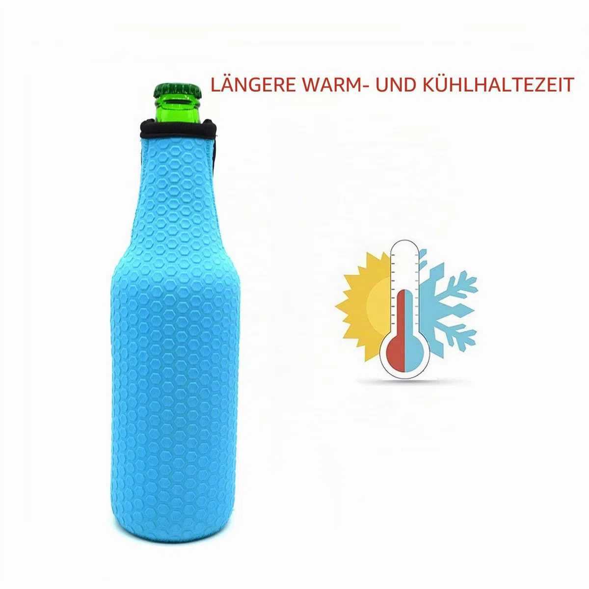 Bier Flaschenkühler, 6 Stück 17,6 Oz (500ml) Neopren Isoliert Reißverschluss Faltbar Bier Flaschen Kühler/Weinkühler / Getränkekühler (6Farben)