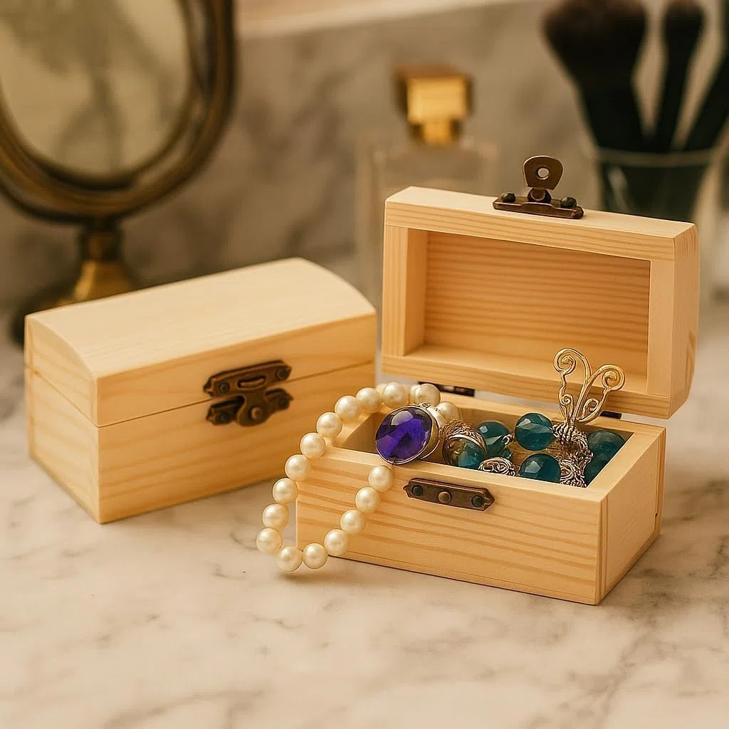 10 Stück Holzkiste Klein,Hölzernes Schatztruhe Box,Mini Schatztruhe aus Holz,Rechteckige Holzschatzkiste, Bastelset Basteln, zur Aufbewahrung,DIY handgefertigt und Dekoration