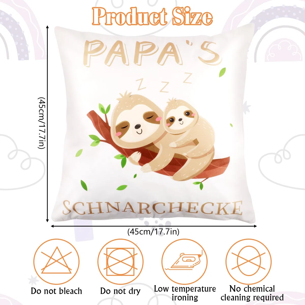 Moosono Geschenke für Papa Faultier Kissen mit Spruch Papa's SCHNARCHECKE Kissenbezüge Faultier Geschenk für Vatertag Geburtstag Weihnachten (45 * 45m, Ohne Füllung)