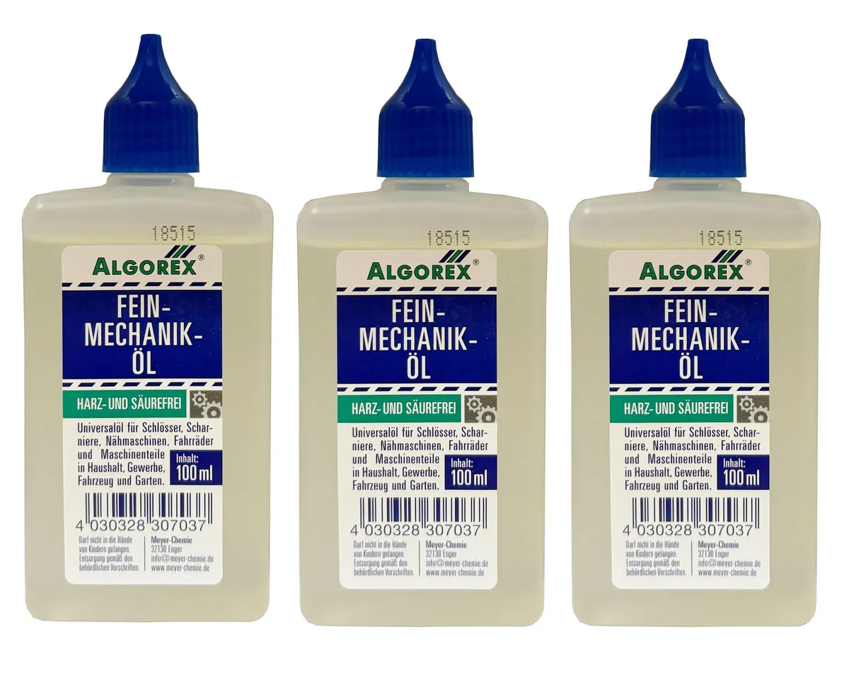 6 x Feinmechaniköl 100ml, ALGOREX, harz- und säurefrei, Feinmechanikeröl, Nähmaschinenöl