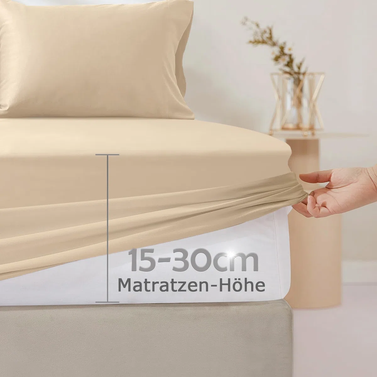 Matratzenschoner wasserdicht 90x200cm spannbettlaken, Atmungsaktive Matratzenauflage, Inkontinenzauflage, Wasserdichter Matratzenbezug-Schutz Nässeschutz Spannbetttuch - Sand