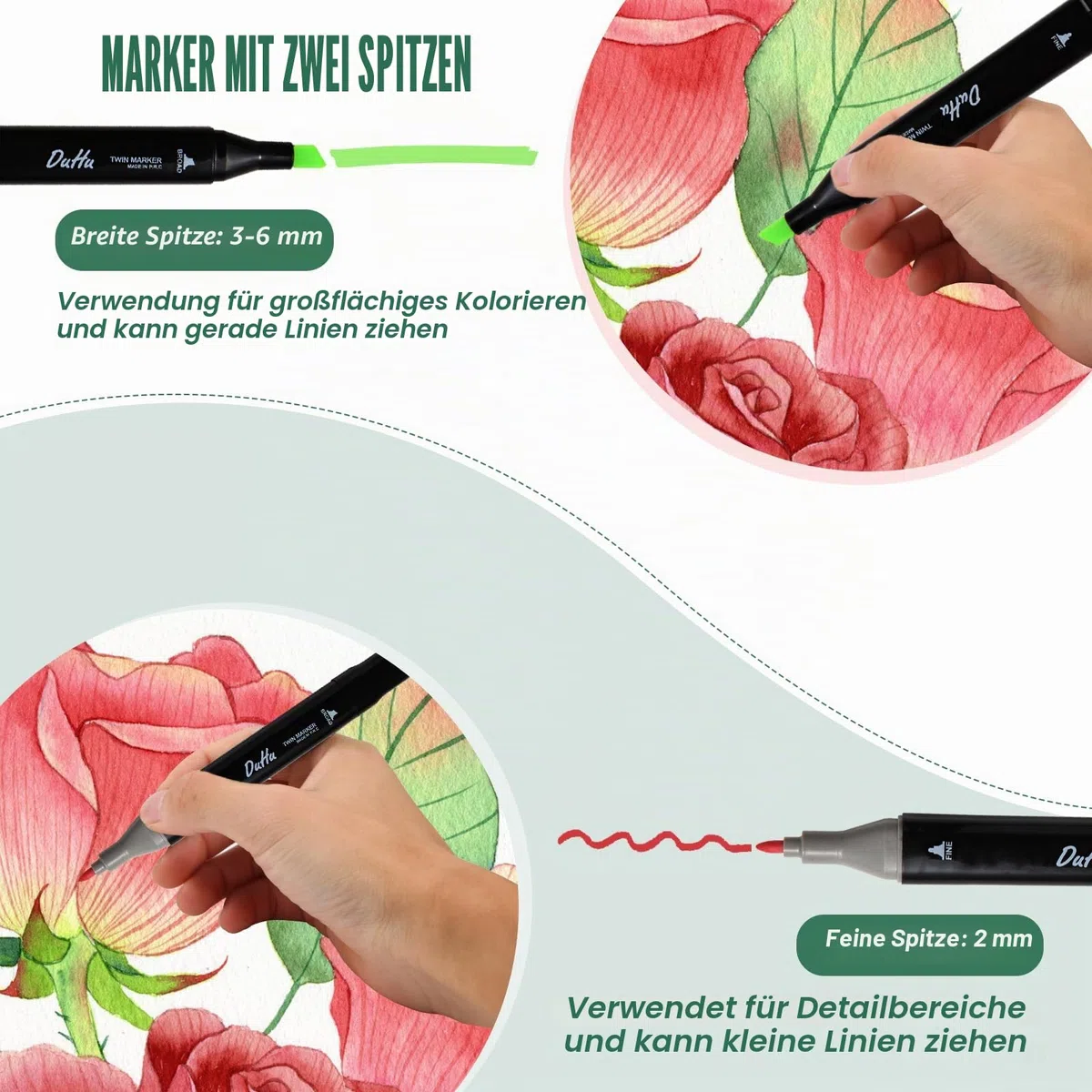 Kebuye Alkohol Marker Set, Alcohol Twin Marker 100 Farben, Meißel & Feine Verdoppelt Spitzt Alkohol Permanenter Marker Stifte für Manga, Design, Malerei, Zeichnung