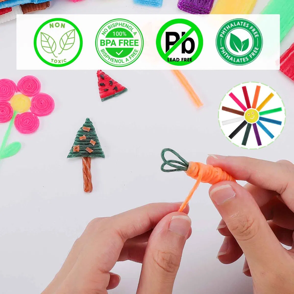 Kinmsito 600 Stück Wachsstäbchen für Kinder, 13 Colors Wachs Bastelstäbchen für Kinder,Wax Craft Sticks mit Aufbewahrungsbox, Klebrige Wachs Garnstäbchen für Handwerk DIY-Kunstzubehör