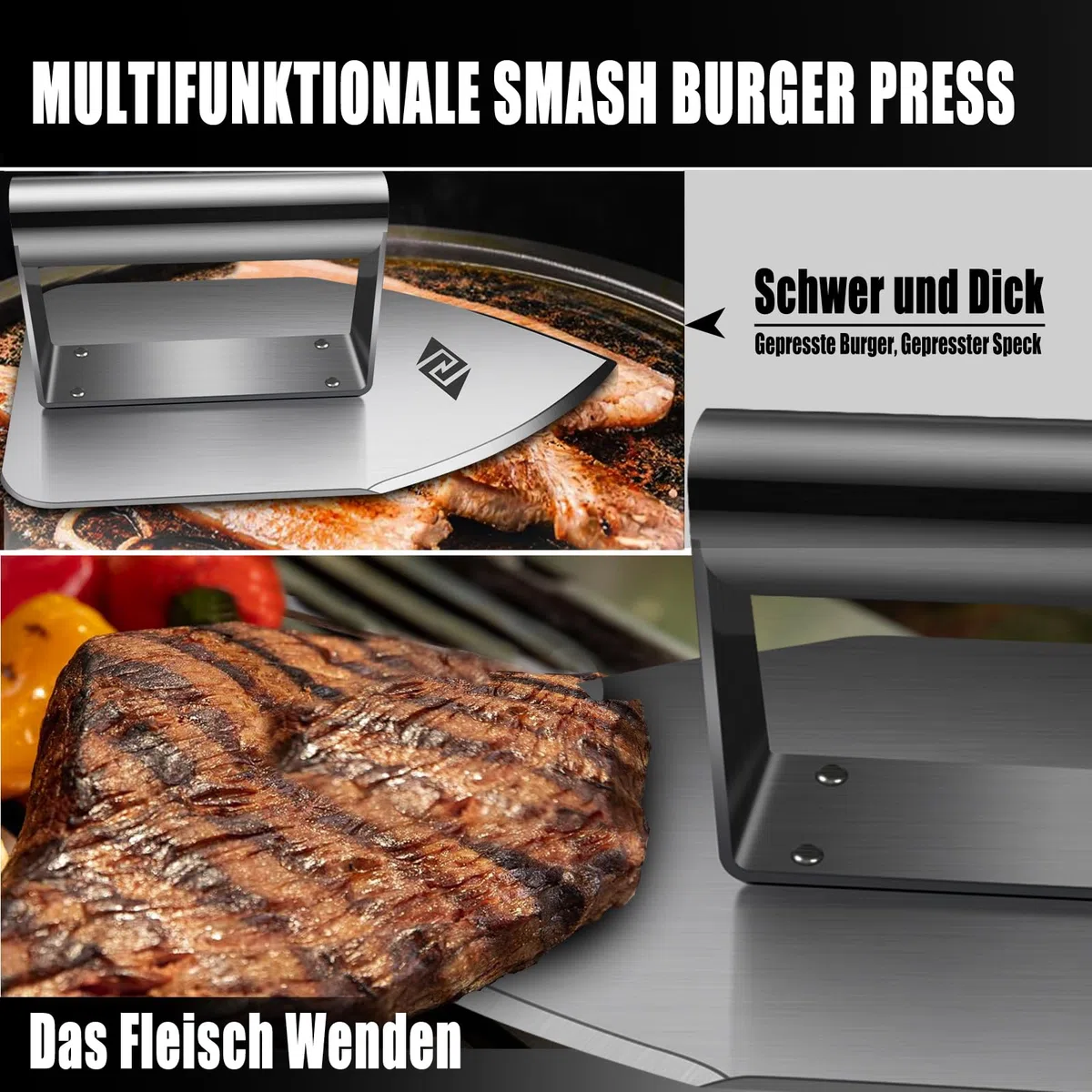 STEVEN-BULL S Smash Burgerpresse, Edelstahl Burger Smasher, Lustige Burgerpresse, Männer Geschenke,Papa Geschenk