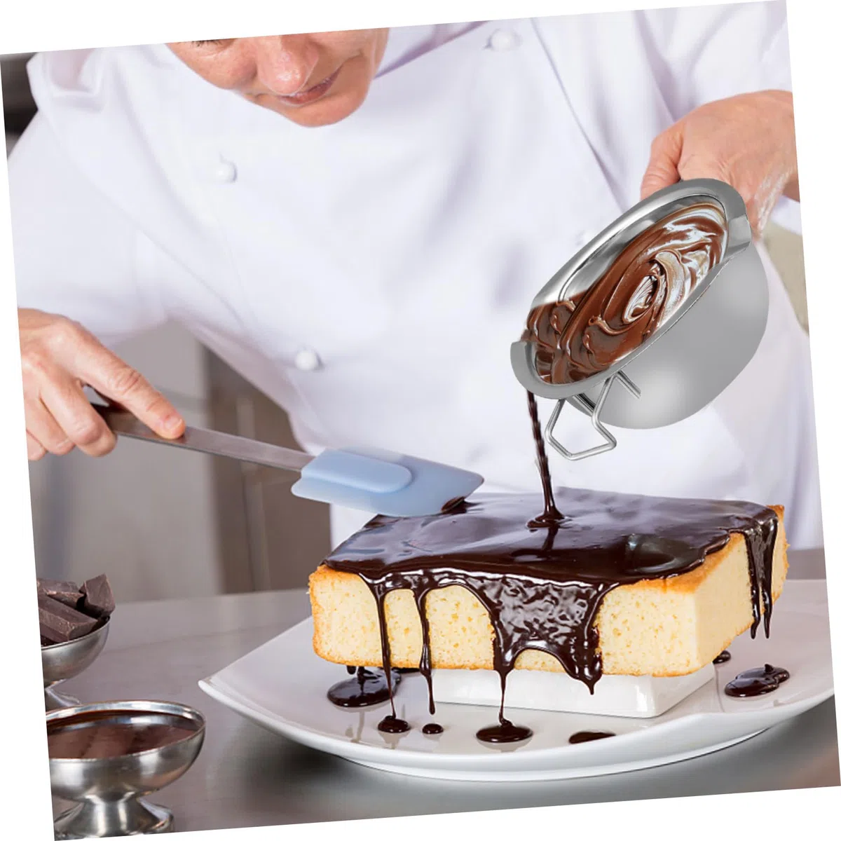 Schmelztopf Kerzenwachs aus Edelstahl mit 400ml Kapazität Doppelkessel zum Schmelzen von Butter und Schokolade Komfortabel für Küche und Restaurant