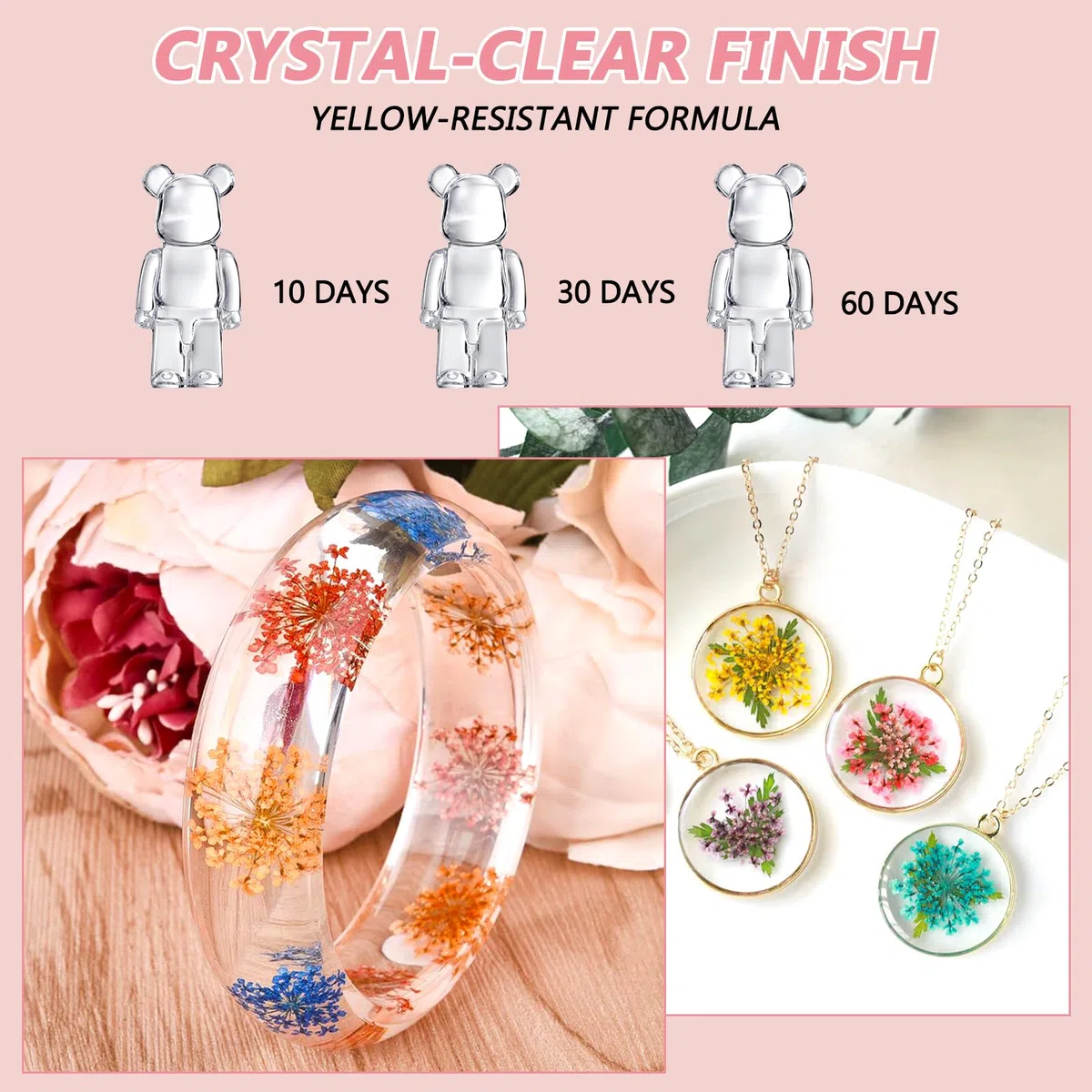 500 g UV Harz Klar Kit, Upgrade UV Resin Hart, kristallklares Transparentes, Schnelle Aushärtung, UV Epoxidharz für DIY Kunst, Schmuck,Handwerk, Basteldekoration, UV Resin Set mit UV Lampe