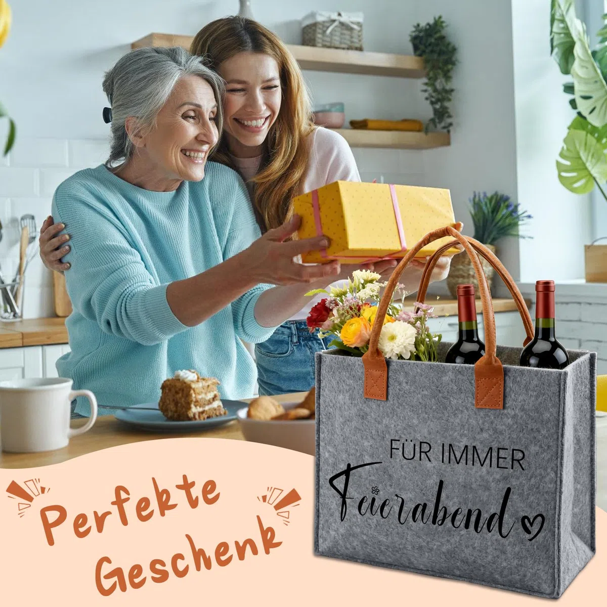 Ruhestand Geschenk Frau Mann Rentner Filztasche Renteneintritt Geschenk Tasche aus Filz, Rentnerin Filz Shopper Bag Tote Bag als Abschiedsgeschenke, Geschenke für Rentner zum Abschied Ruhestand