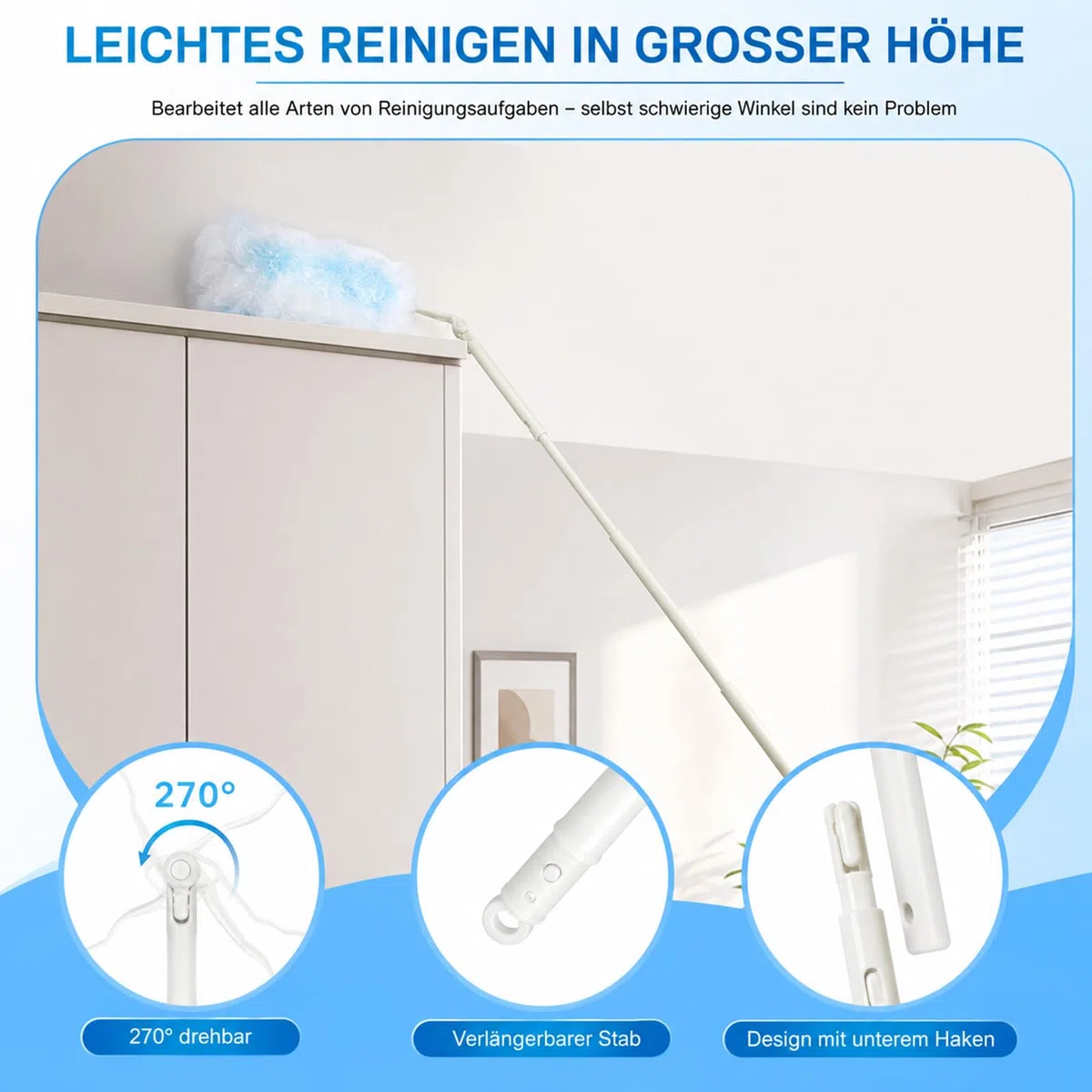 62 Stück Staubmagnete, Kompatibel mit Swiffer Staubmagnet Nachfüllpack, Einweg Magnetischer Feder-Staubwedel, Staubwedel Mit Teleskopstange, Zur Reinigung Von Staub/Haaren (60 Ersatzlappen + 2 Griffe)