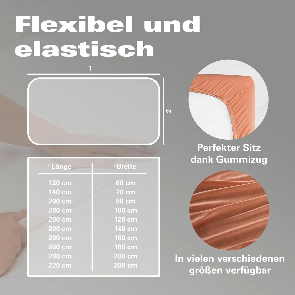 BaSaTex Doppelpack Bio Jersey Kinder Spannbettlaken 100% GOTS Zertifizierte Baumwolle - Spannbettlaken für Kinder- und Babybetten 60x120 – 70x140 cm - Farbe: Terrakotta