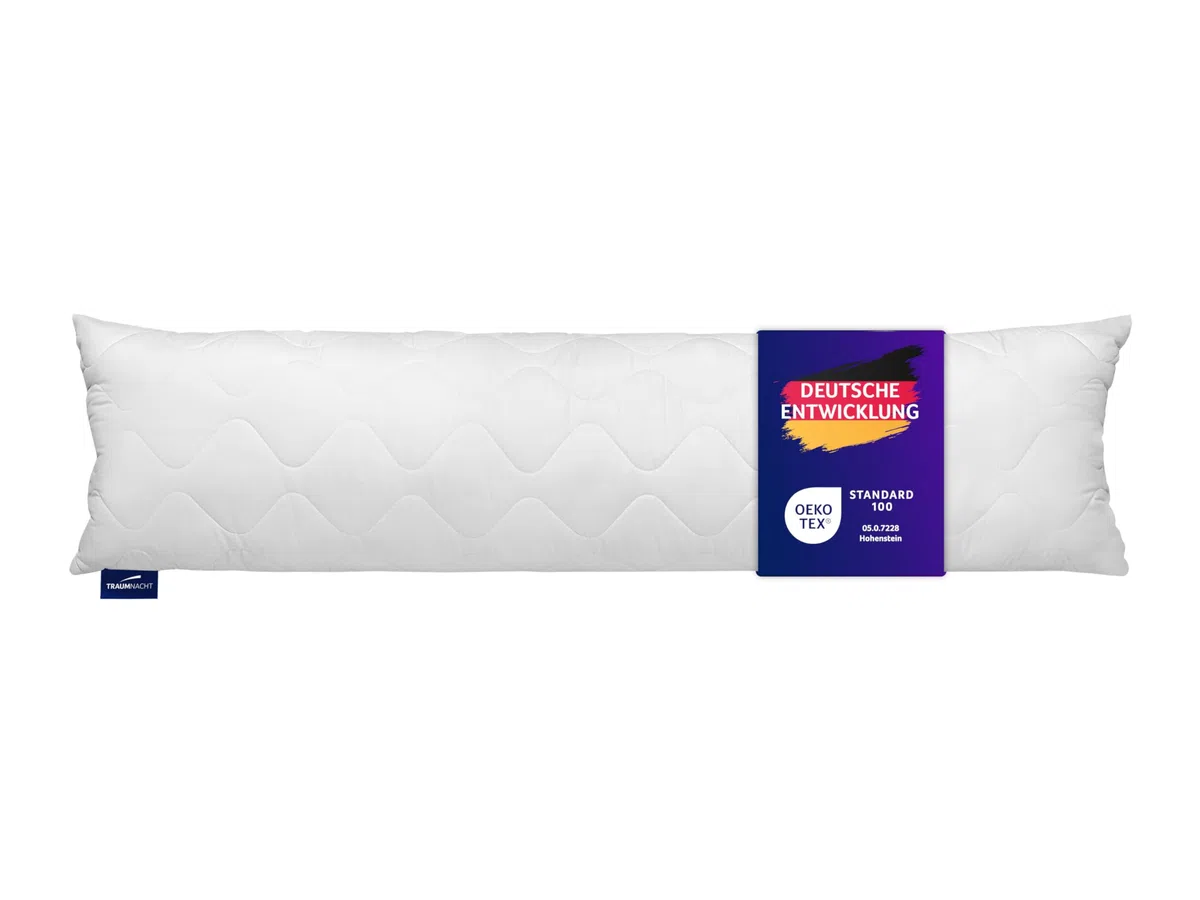 Traumnacht Seitenschläferkissen aus softer Microfaser, 1.200 Gramm Füllgewicht mit Reißverschluss, 40 x 145 cm, waschbar, Öko-Tex zertifiziert, entwickelt in Deutschland