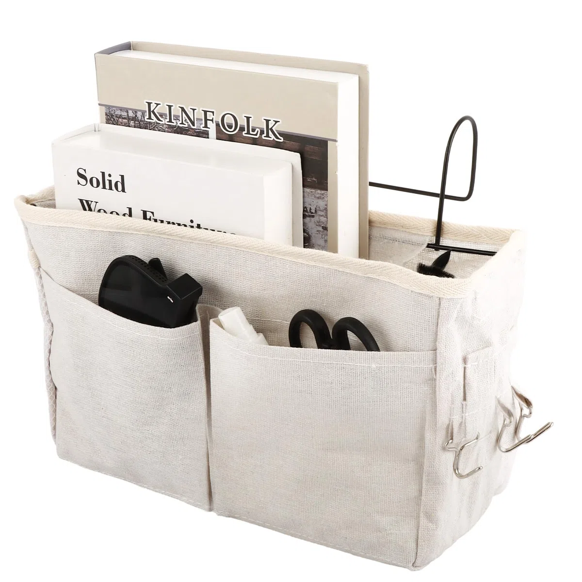 ASelected Bett Organizer zum Einhängen Betttasche zum Einhängen mit Drahtrahmen Schlafsaal Bett Organizer Multifunktionale Bett Tasche für Buch Magazin Handy Kopfhörer Bett Aufbewahrung