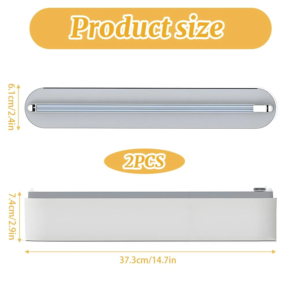 2 Pcs Magnetischer Frischhaltefolienspender mit Schneider, Folienschneider mit Cutter für Frischhaltefolie und Alufolie, Alufolienspender und Frischhalte Folienspender Folienschneider für Küche