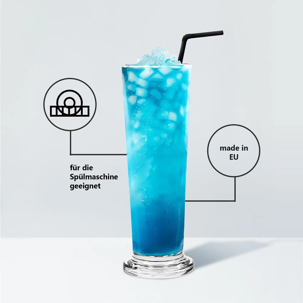 12 Stück 500ml Longdrinkgläser - Eiskaffee- & Cocktailgläser mit Zubehör