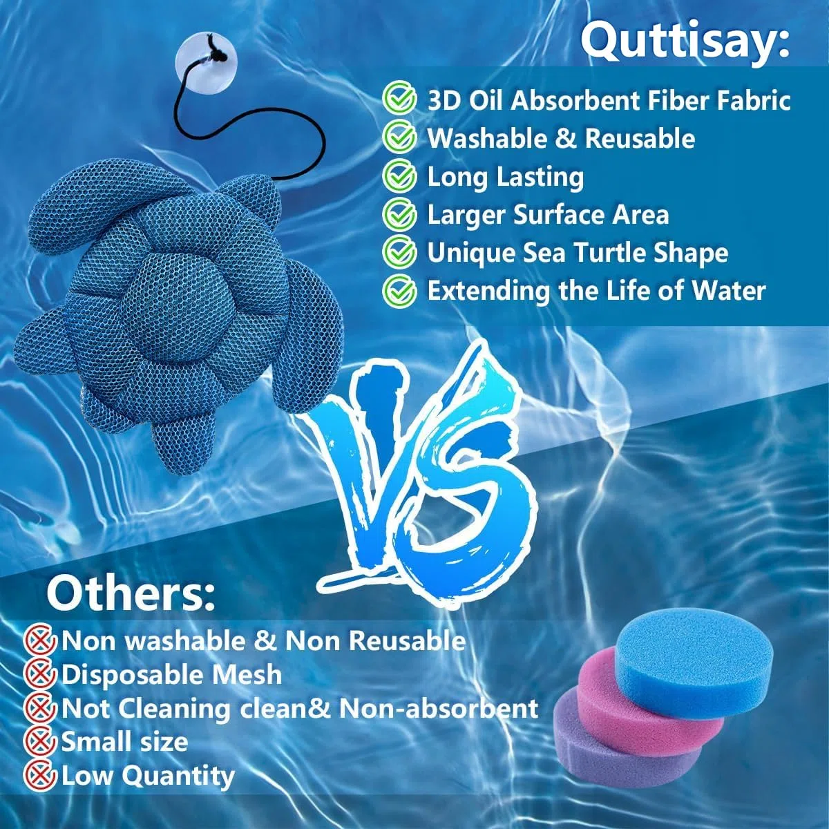 Quttisay Whirlpool-Schaum-Absorber für Spa, Whirlpool, Zubehör für Erwachsene, Whirlpool-Schwamm, ölabsorbierender Schwamm für Spa und Poolreiniger, Hot Tub Turtle Scum Absorber hält Wasser sauber, 1