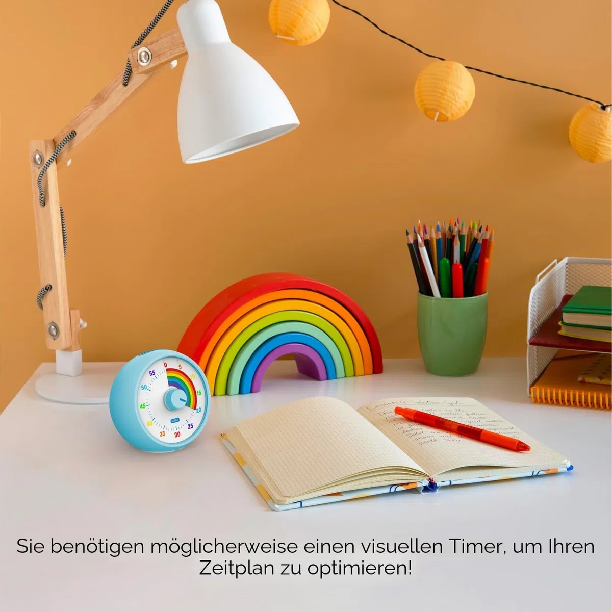 Visueller Timer für Kinder, 60-Minuten Countdown für Klassenzimmer Büro Küche, Schreibtisch Kinder Zeitmana gement Tools mit leisem Betrieb, Pomodoro Timer Regenbogenmuster (Blau)