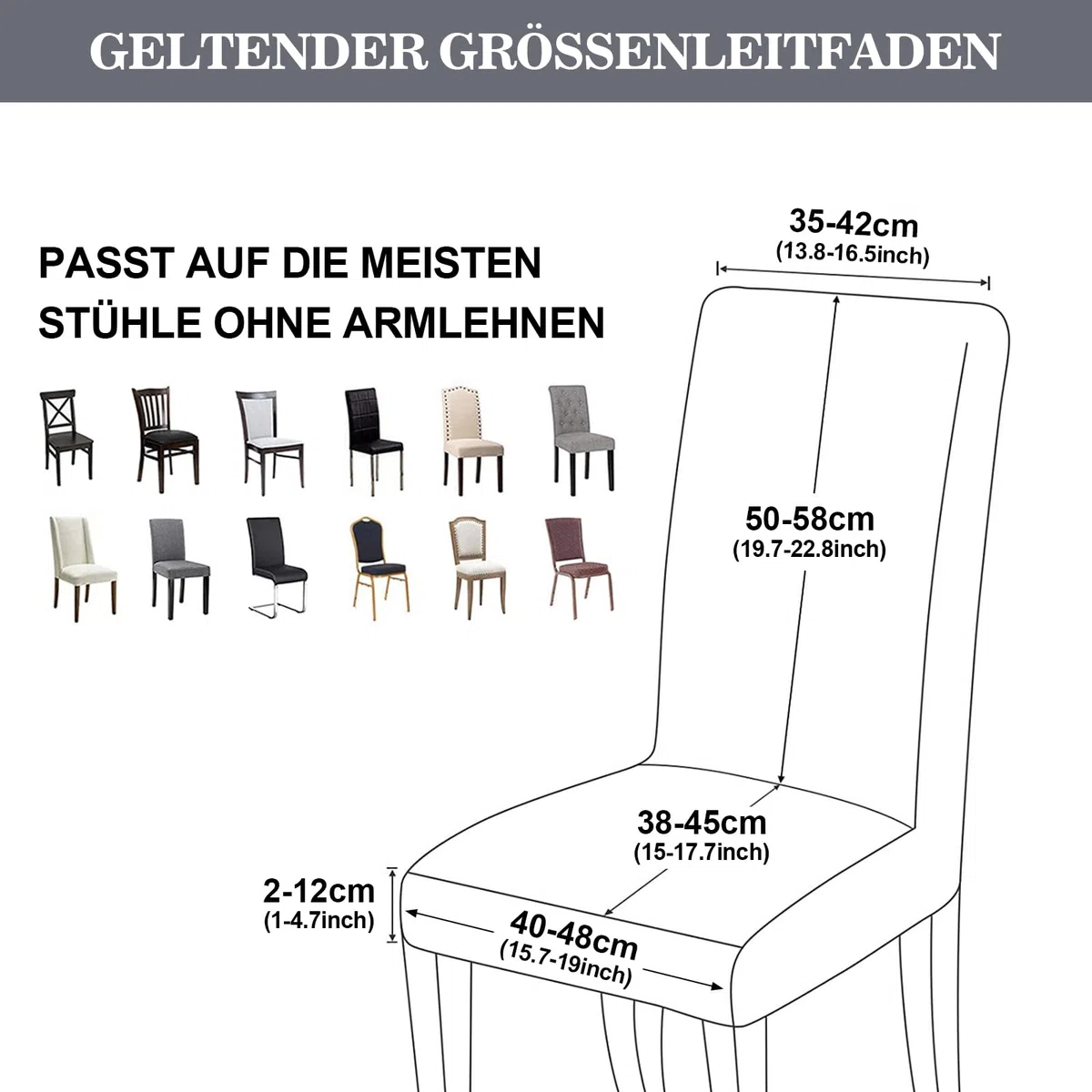 Alishomtll Stuhlhussen 6er Set Stuhlbezug Jacquard Hussen für Stühle Elastische Stuhlhussen Schwingstühle Abnehmbarer Esszimmer Stuhlbezüge Freischwinger für Küche Restaurant Hotel Bankett (Grau)