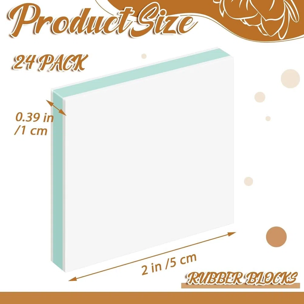 24 Stück 2 X 2 Gummi-Schnitzblöcke Linoleumblöcke für Druckgrafik, Stempelherstellung, DIY-Basteln, Rosa