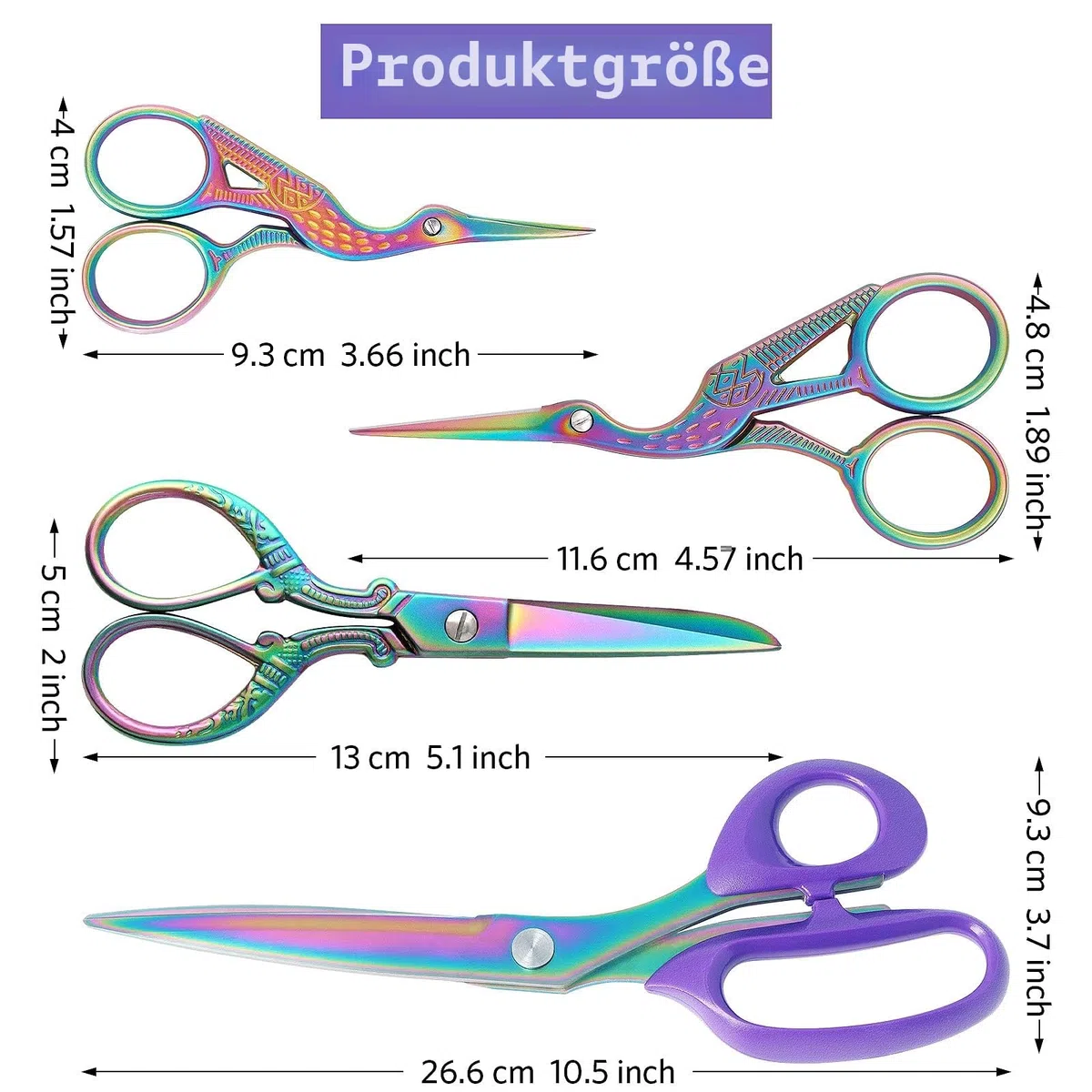 Asdirne Titanbeschichtung Nähscheren Bundle, professionelles Stoffscheren-Set, ultra-scharfe Edelstahlklingen, ergonomischer Griff, ideal für Schneider, Stickerei, Basteln