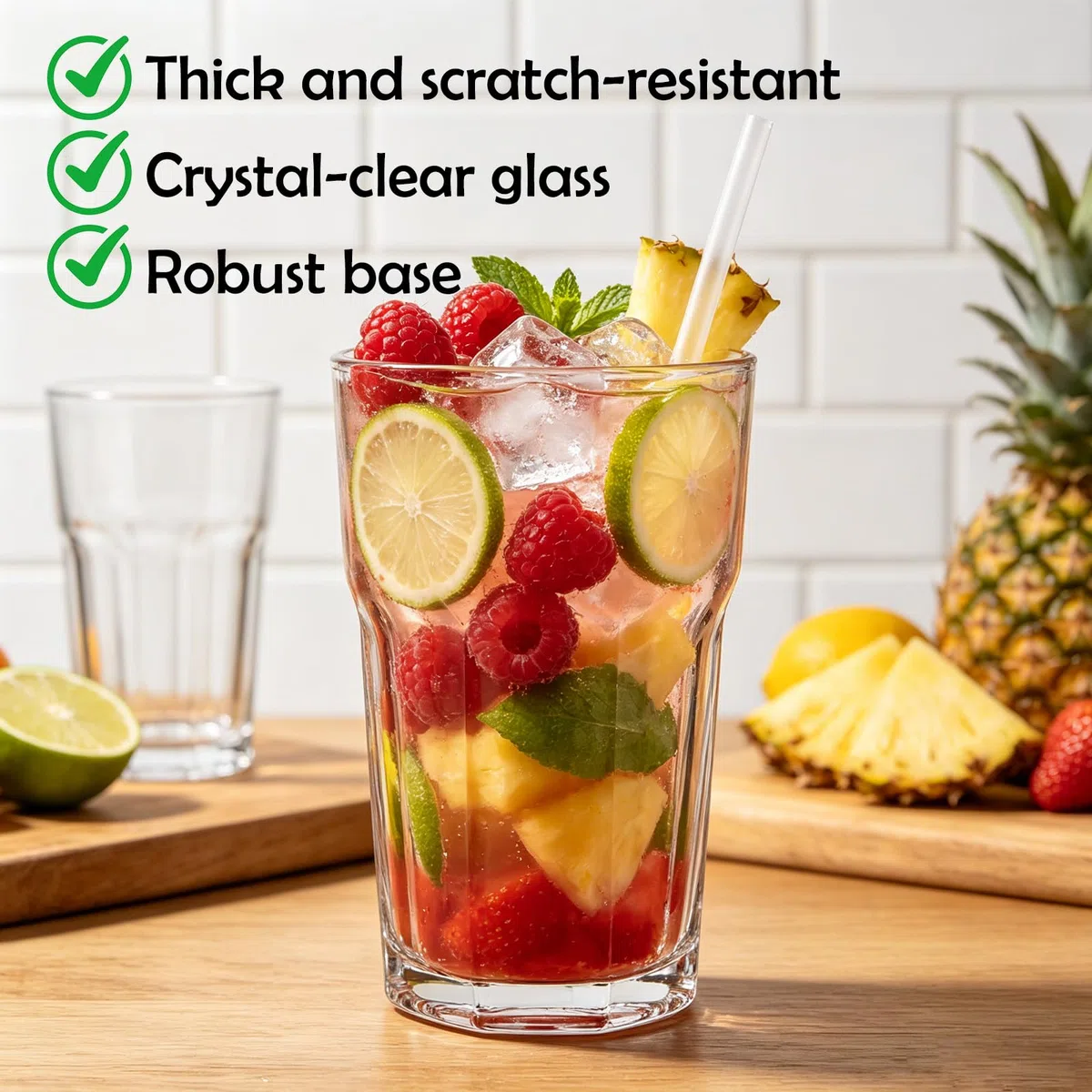 12 Stück Biergläser 320ml, Trinkgläser Set aus Bleifreiem Glas, Bierglas Set 12er und Transparente Wassergläser für Bier, Saft, Eiskaffee und Alltag