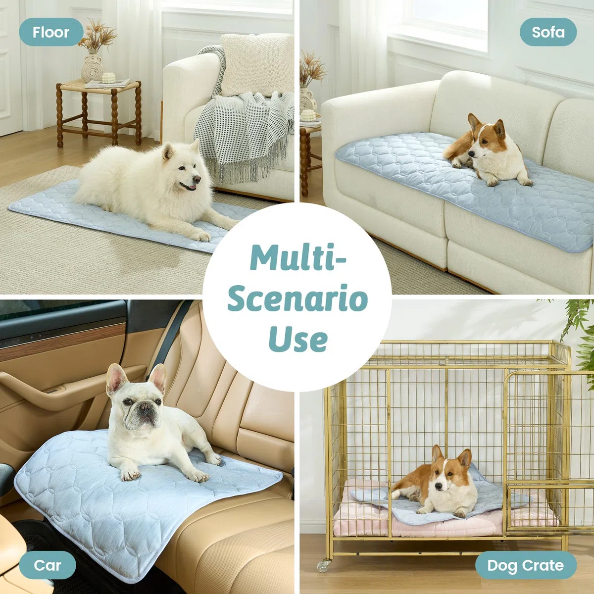 COZY KISS Kühlende Sofa überzug, Q-Max > 0.4, Waschbar Sommerliche Kühlende Sofabezug & Autositzschoner, Flüssigkeitsdichte Katzematte, Alljahres-Auflage für Haustiere, 70x210cm, Blau