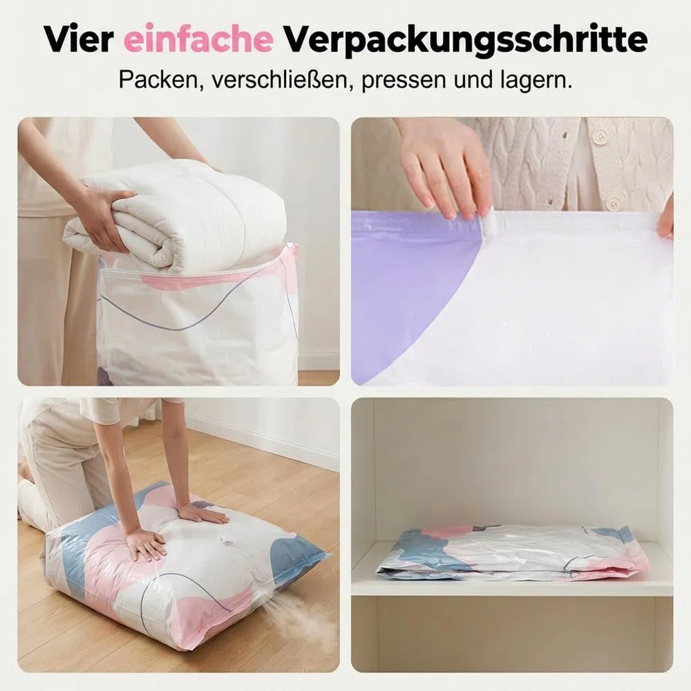 No-Pump Large Vacuum Storage Compression Bags, 2026 New Vakuumbeutel für Bettdecken, Luftdichte Kompressionsbeutel für Kleidung Kissen Bettdecken Decke (5, 100x80x30cm)