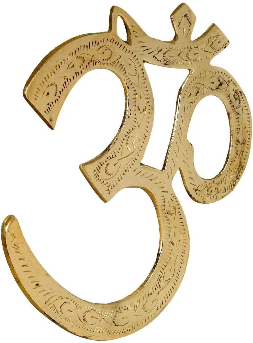 OM Zeichen aus Messing zum Aufhängen 17 cm