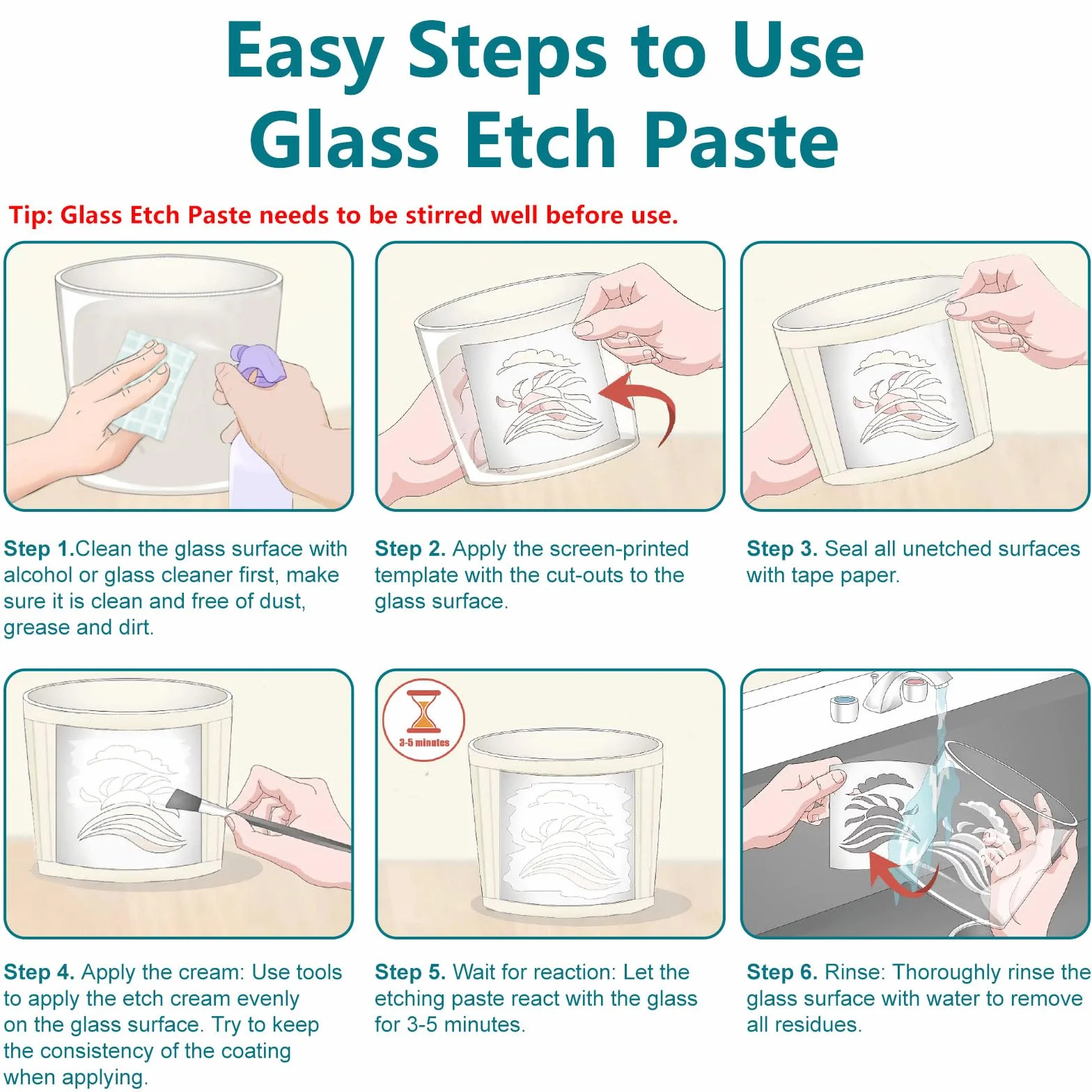 Ätzpaste für Glas, 100 g Glas Ätzpaste DIY-Kunsthandwerksbedarf, um atemberaubende Designs auf Glasoberflächen zu erstellen (weiße Glass Etching Paste)