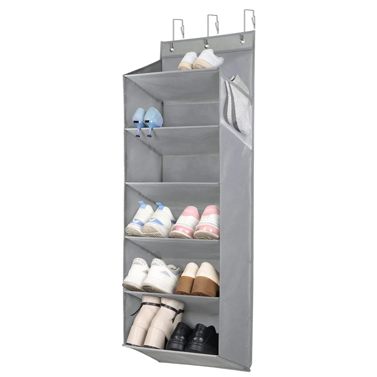 KEEGH Organizer über der Tür für Schuhe Türschuhregal mit 6 Tiefen Taschen für 12 Paar Schuhe, Hängender Schuhschrank für Turnschuhe, Stiefel, Grau