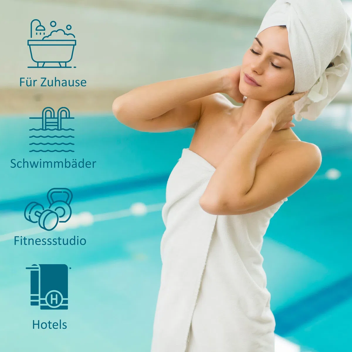 Vency Premium 2er Pack Duschtücher Set - 100% Baumwolle - Saugfähige und langlebige Duschtücher, Größe 70x140 cm, Dunkelgrün