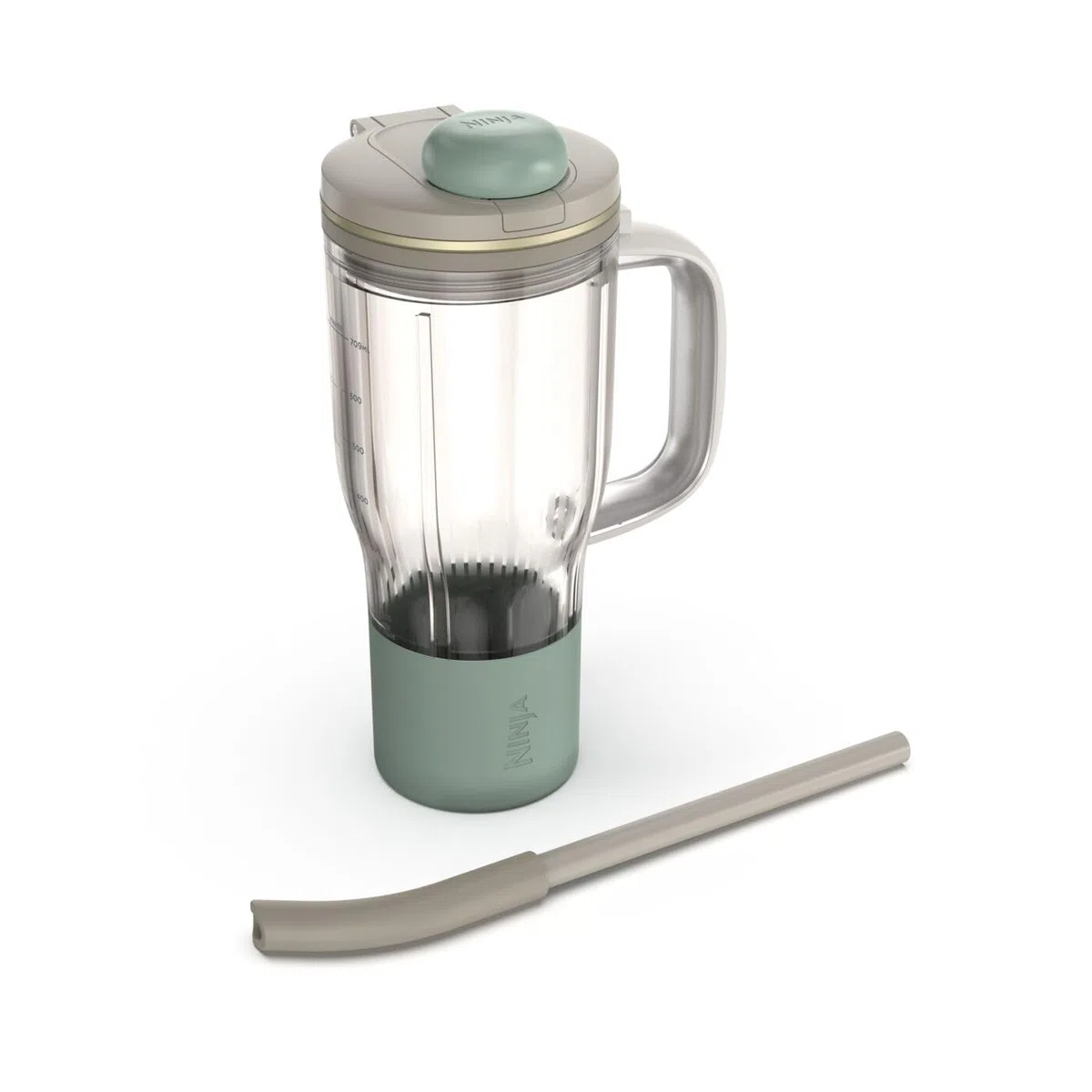 Ninja BlendBoss Reisebecher mit Deckel, kompatibel mit Ninja BlendBoss Mixer, für Becherhalter geeignet, Ausgussdeckel mit abnehmbarem Strohhalm, spülmaschinenfest, Stein XSKDB324LSST
