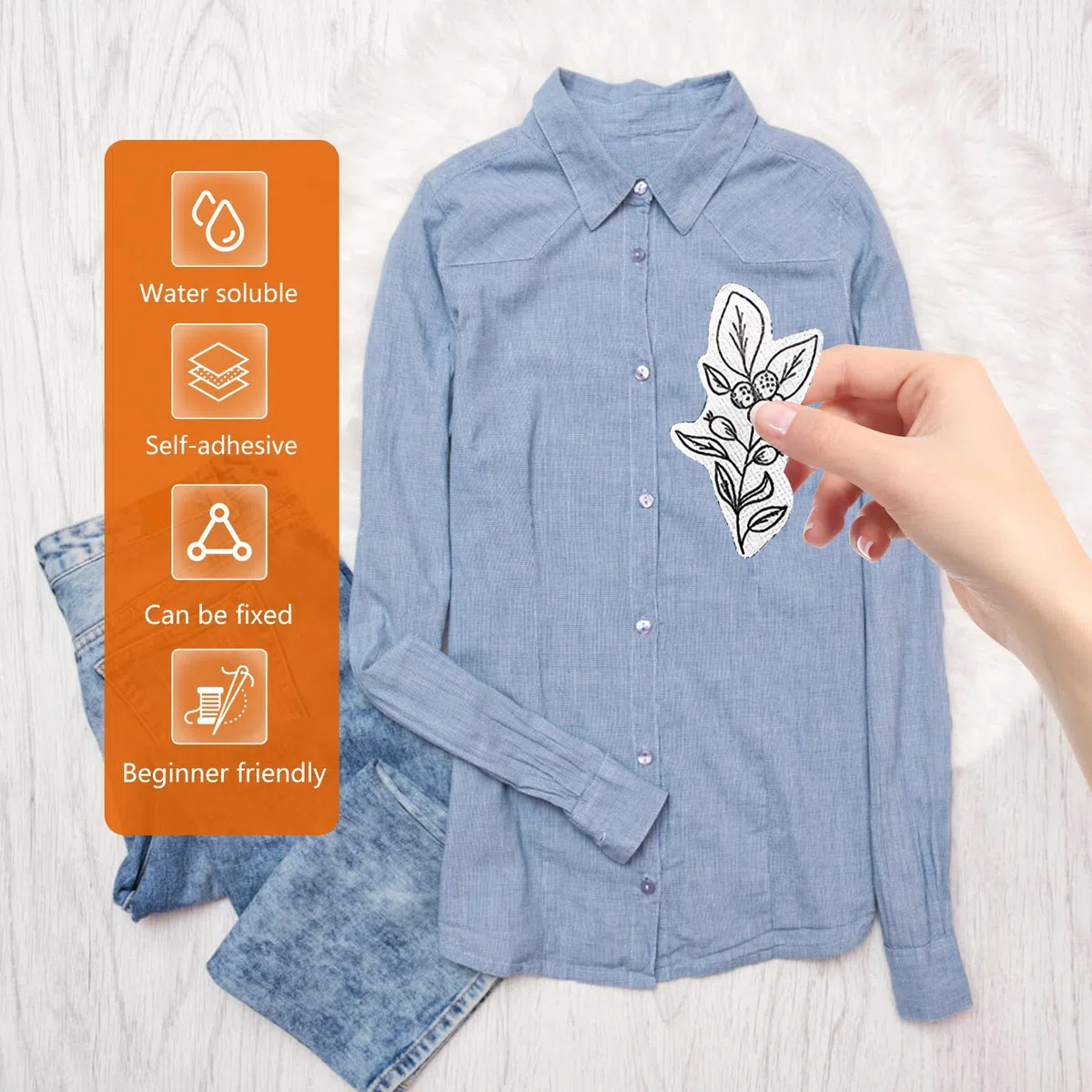 100 Stück Stickvorlagen, Stickvorlagen Wasserlöslich Sticken Vorlagen Stickvlies Wasserlöslich Vorlagen Stabilisatoren zum Handnähen, Sticken für DIY Projekte, Kleidung & Taschen Personalisieren (04)