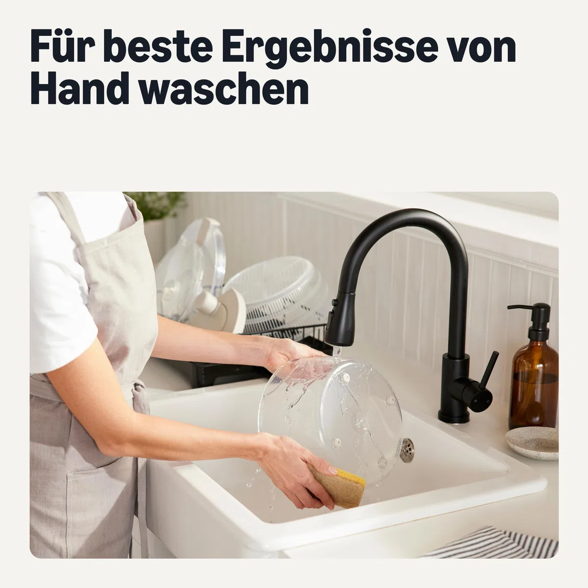 Amazon Basics Salatschleuder, BPA-frei, 4L, Leinengrau