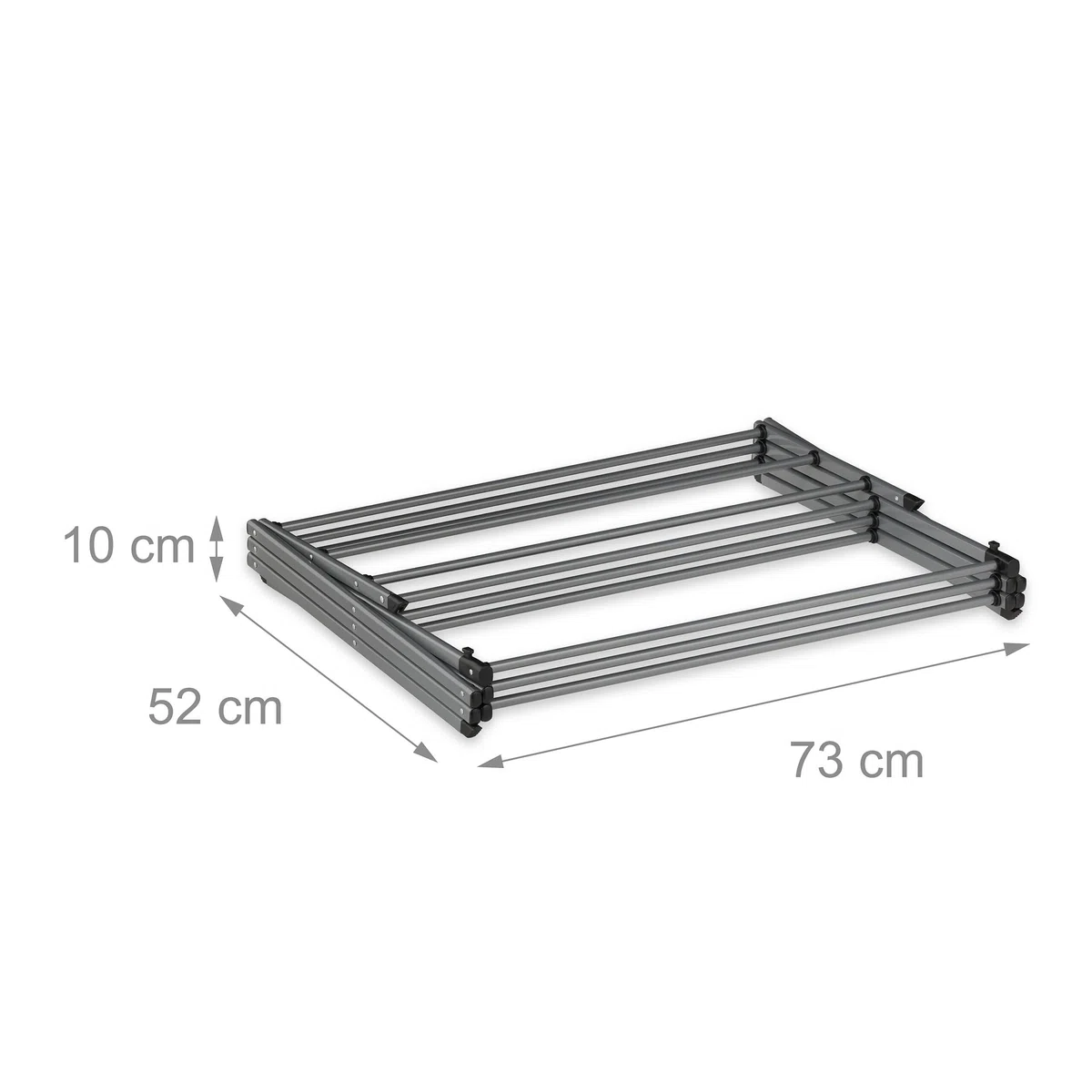 Relaxdays Wäscheständer klappbar, 11 Stangen, 6 Ebenen, HBT: 105x73x37 cm, Wäscheturm, Metall Wäschegestell, Silber