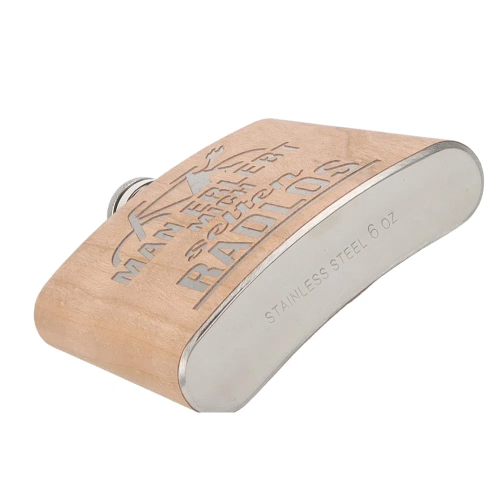 Spruchreif | Gravierter Edelstahl Flachmann | Holz Flachmann mit Gravur Fahrrad | Alkohol Flachmann | Outdoor Geschenk | Geschenk E-Bike | Geschenk für Radfahrer und Mountainbiker | E-Bike Geschenk