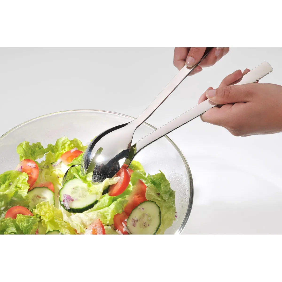 WMF Nuova Salatbesteck 30 cm, groß, Salatgabel und Servierlöffel, Cromargan Edelstahl poliert, spülmaschinengeeignet