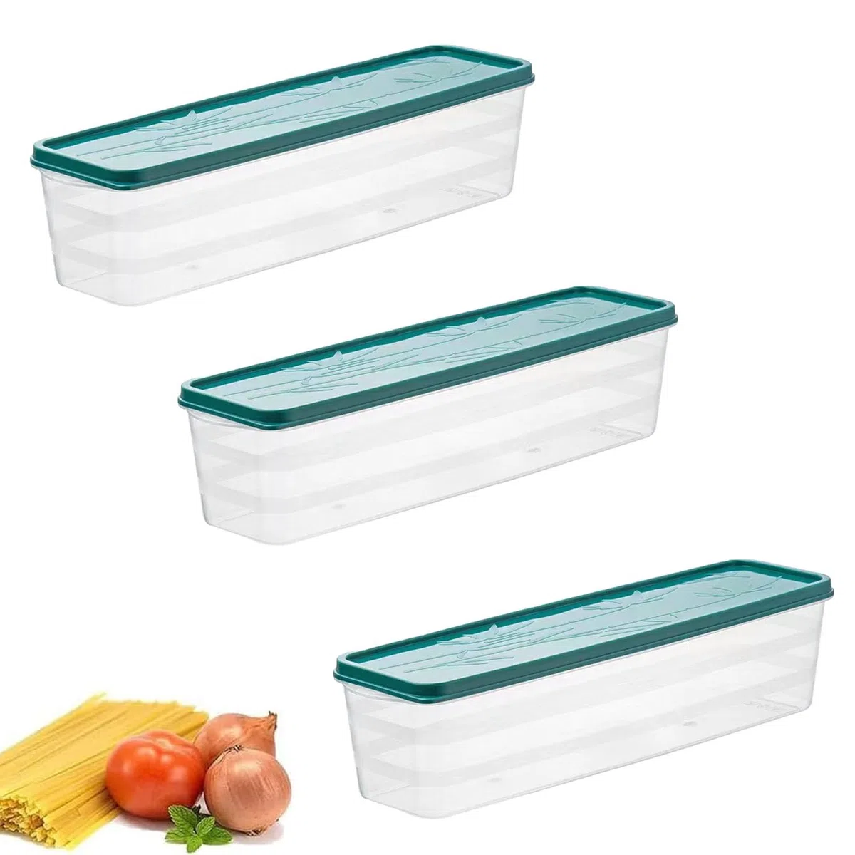 3 Stück Food Storage Containers Spaghetti Aufbewahrung Storage Boxes For Pasta Vorratsdosen Luftdicht Set Geeignet zum Aufbewahren von Nudeln, Sojabohnen, Gewürzen（Grün）